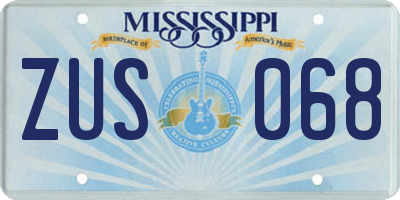 MS license plate ZUS068