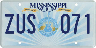 MS license plate ZUS071