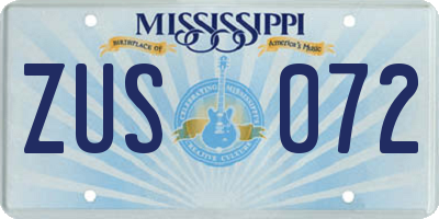 MS license plate ZUS072