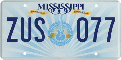 MS license plate ZUS077