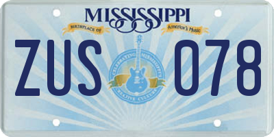 MS license plate ZUS078