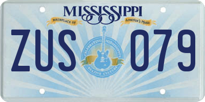 MS license plate ZUS079