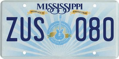 MS license plate ZUS080