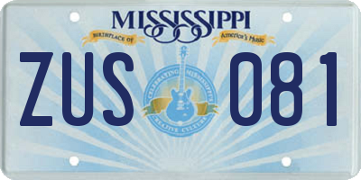 MS license plate ZUS081
