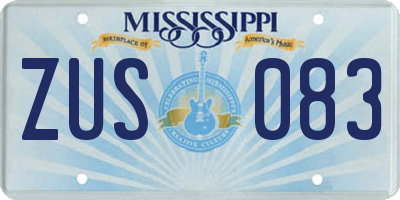 MS license plate ZUS083