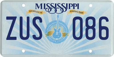 MS license plate ZUS086