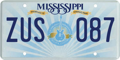 MS license plate ZUS087