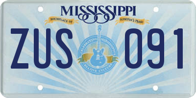 MS license plate ZUS091