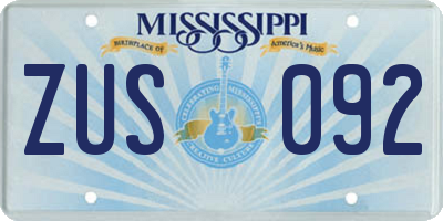 MS license plate ZUS092