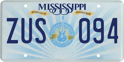 MS license plate ZUS094