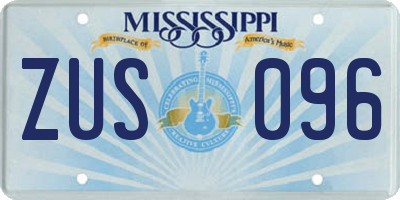 MS license plate ZUS096