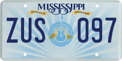 MS license plate ZUS097