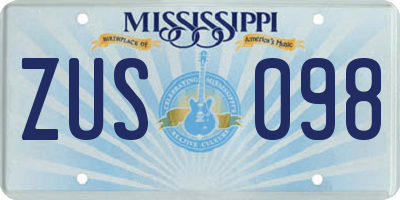 MS license plate ZUS098