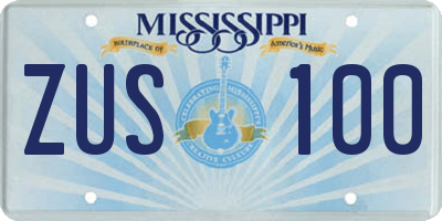 MS license plate ZUS100