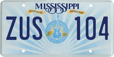 MS license plate ZUS104