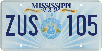 MS license plate ZUS105