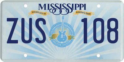 MS license plate ZUS108