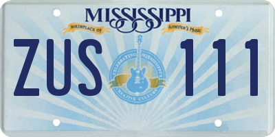 MS license plate ZUS111