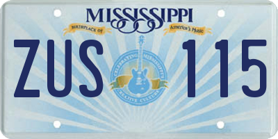 MS license plate ZUS115