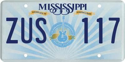 MS license plate ZUS117