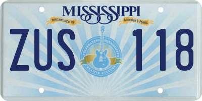 MS license plate ZUS118
