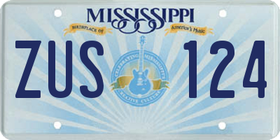 MS license plate ZUS124