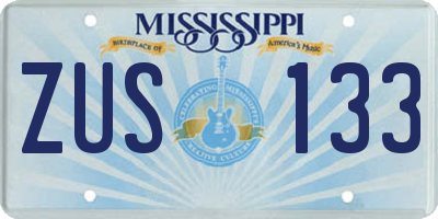 MS license plate ZUS133
