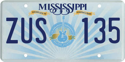 MS license plate ZUS135