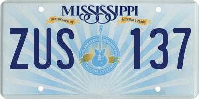 MS license plate ZUS137