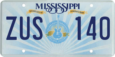 MS license plate ZUS140