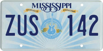 MS license plate ZUS142