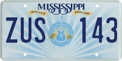 MS license plate ZUS143
