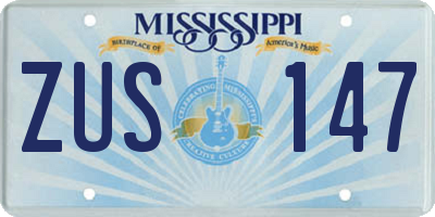 MS license plate ZUS147