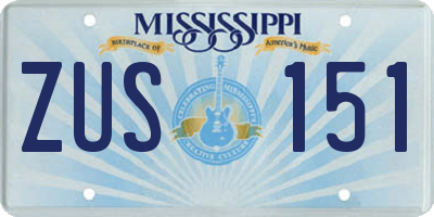MS license plate ZUS151