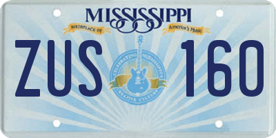 MS license plate ZUS160