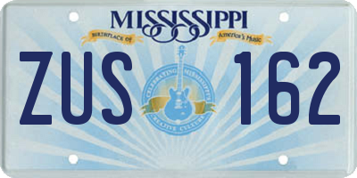 MS license plate ZUS162
