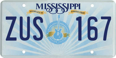 MS license plate ZUS167