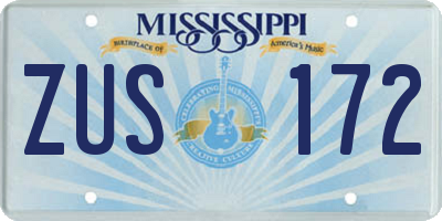 MS license plate ZUS172