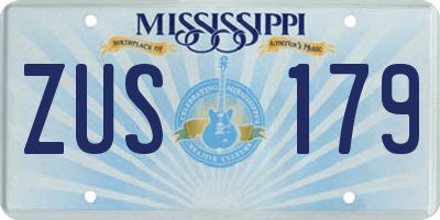 MS license plate ZUS179