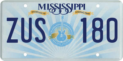 MS license plate ZUS180