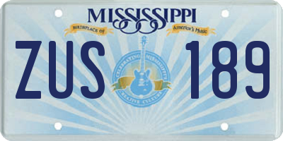 MS license plate ZUS189
