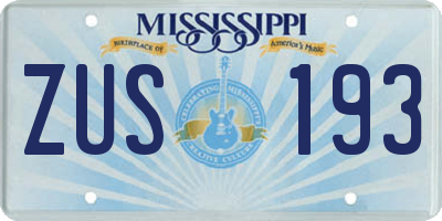 MS license plate ZUS193
