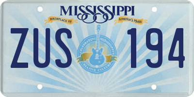 MS license plate ZUS194