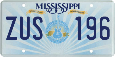 MS license plate ZUS196