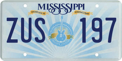 MS license plate ZUS197