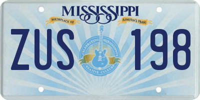 MS license plate ZUS198