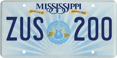MS license plate ZUS200