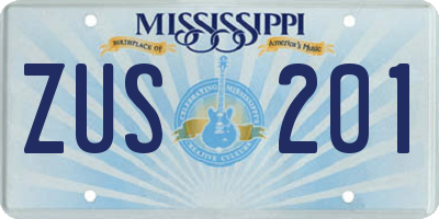MS license plate ZUS201