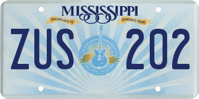 MS license plate ZUS202