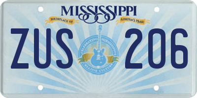 MS license plate ZUS206